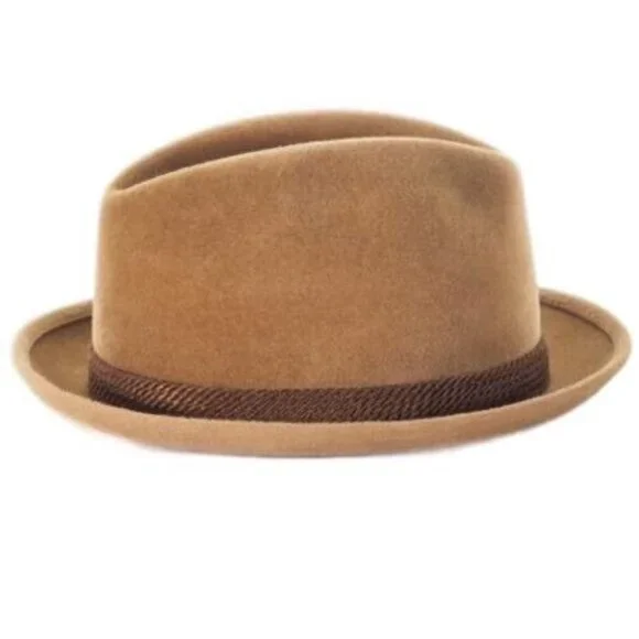Vintage 1950’s Mallory Fedora Size 6 3/4 54 Mens Hat Tan Wool Feather - Picture 5 of 12